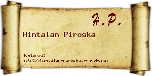 Hintalan Piroska névjegykártya